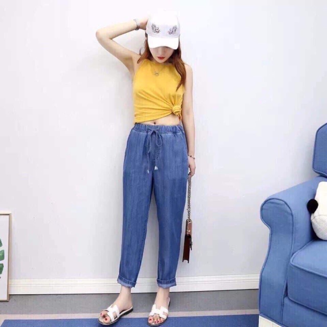 Quần jeans bò giấy xuất sịn dáng suông
