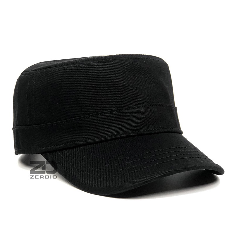Nón kết, Mũ lưỡi trai chóp vuông đen trơn cho nam và nữ vải cotton cao cấp