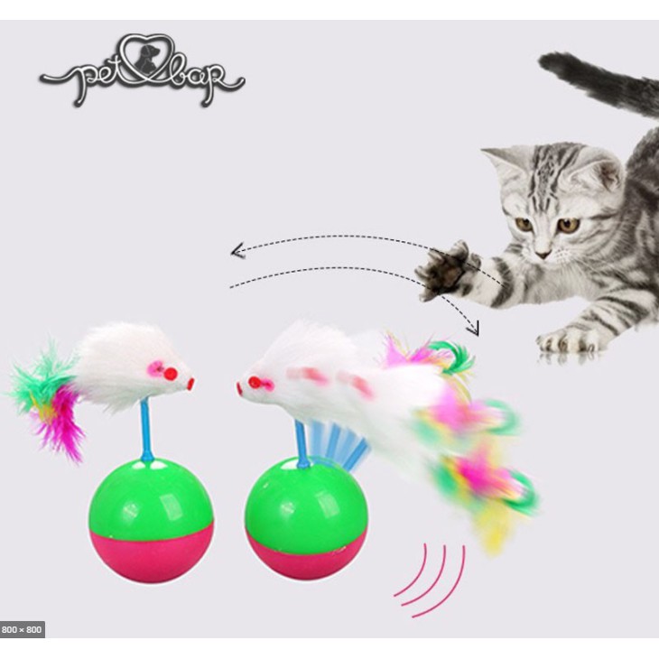 đồ chơi mèo bóng lật đật gắn chuột giả