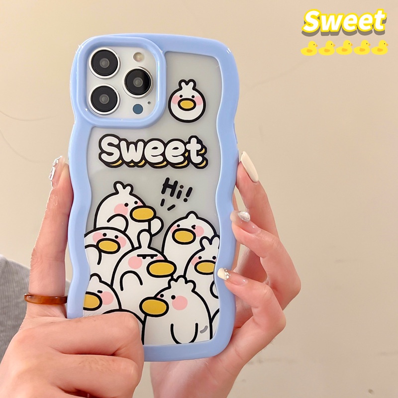 Ốp lưng iphone Ốp Điện Thoại Nhựa Acrylic Phối Ren Họa Tiết Chú Vịt Dễ Thương Cho Iphone 13Promax 14pro 11Pro 8 Dinuo case