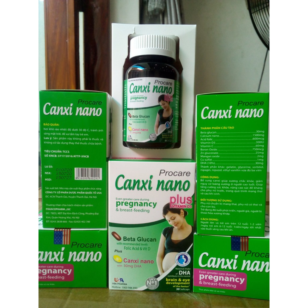 VIÊN UỐNG CANXI NANO PROCARE - BỔ SUNG CANXI CHO PHỤ NỮ CHUẨN BỊ MANG THAI LỌ 30 VIÊN