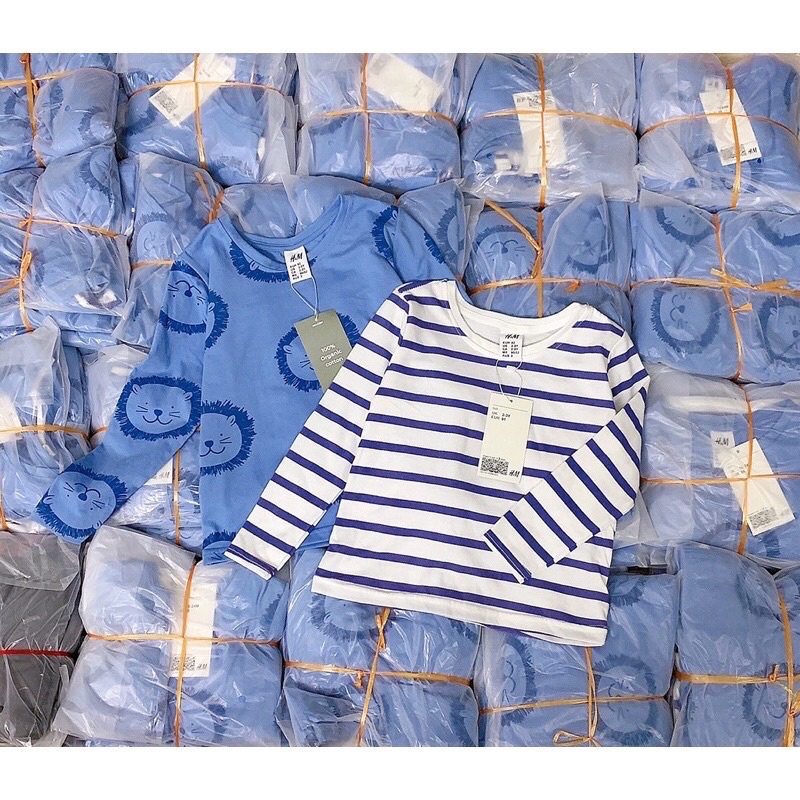 Set 2 áo cotton hm dài tay cho bé trai