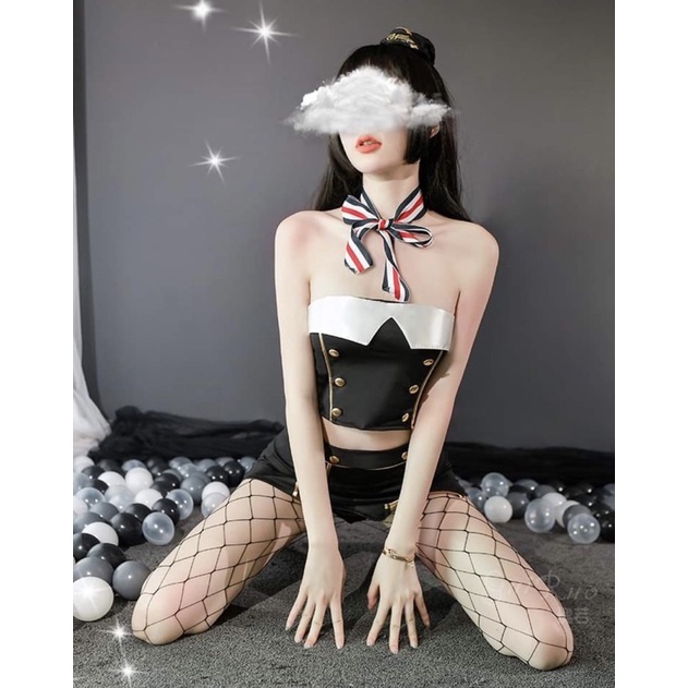 Set cosplay cô tiếp viên hàng không xinh đẹp[ Tặng kèm phụ kiện ]