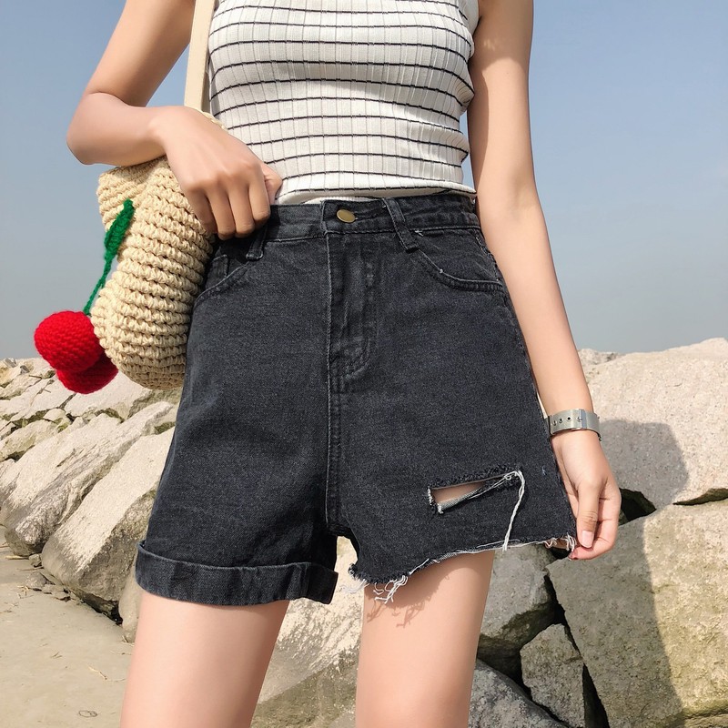 quần short ulzzang short nữ đẹp jean jeans soóc bò rách kiểu dáng hàn quốc cạp lưng cao