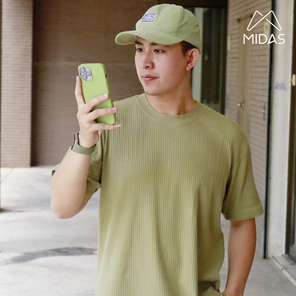 Áo thun unisex tay lỡ form rộng cao cấp local brand Midas, có gân sọc thoáng mát vải tốt siêu co giãn 4 chều màu xanh bơ