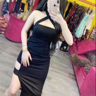 Đầm body yếm sexy khoét tà