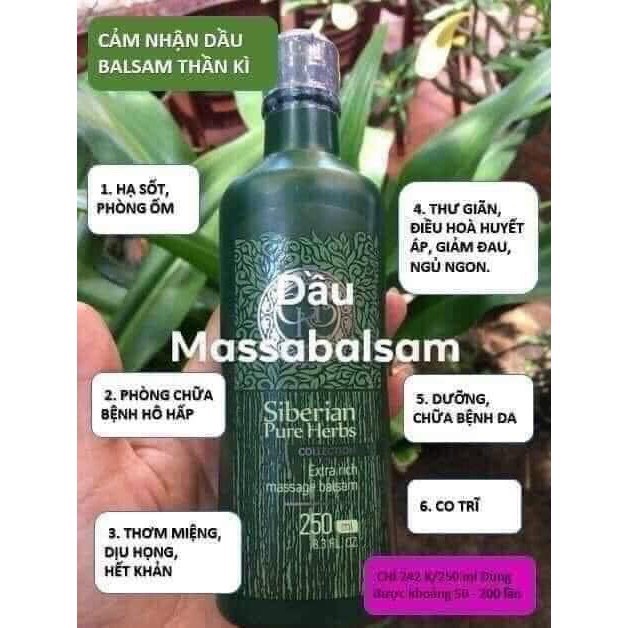 [CHÍNH HÃNG] Dầu thảo dược BANLSAM SIBERIAN EXTRA RICH massage hỗ trợ chăm sóc và dưỡng da toàn thân - chai 250ml