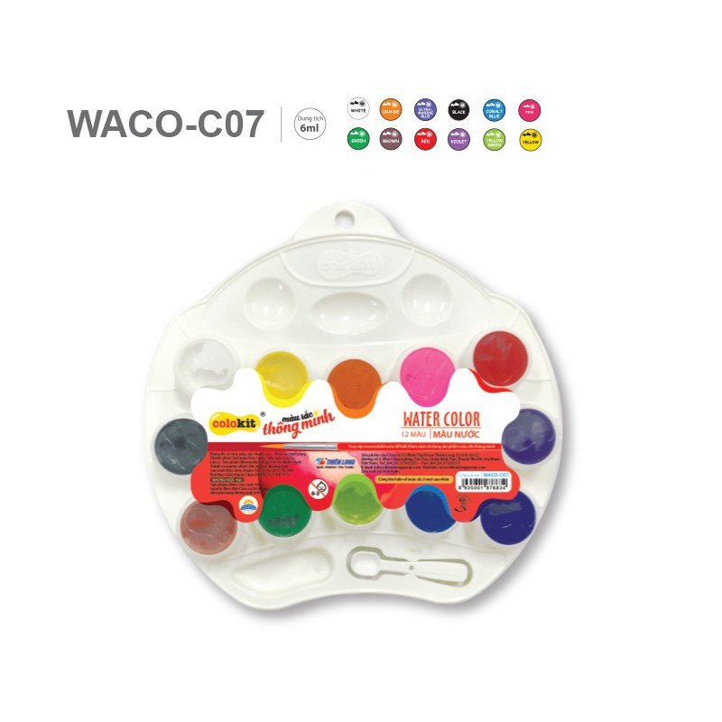 [Mã LIFEBOOK2 giảm 10% đơn 0Đ] Màu nước Colokit WACO-C07 12 màu