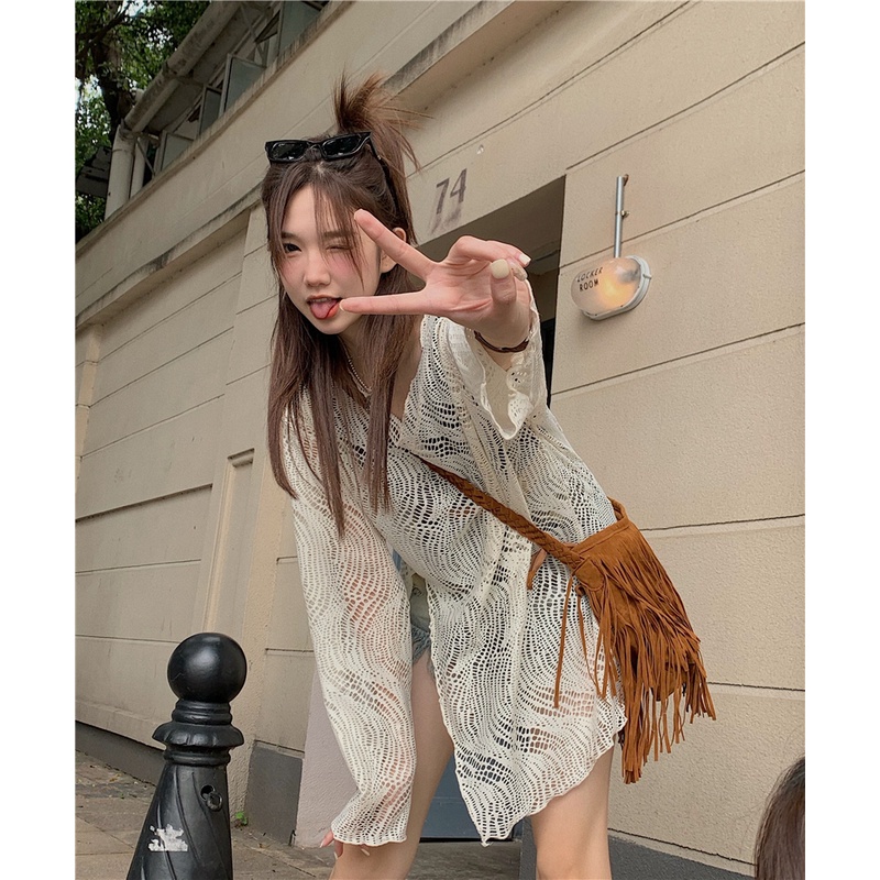 Áo sweater Dệt Kim Tay Dài Cổ Tròn Phong Cách Hàn Quốc Thời Trang Cho Nữ Áo len dệt kim