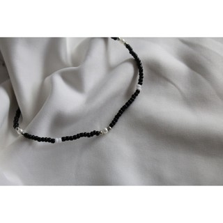 (Handmade) Dây chuyền hạt cườm đen mẫu 2