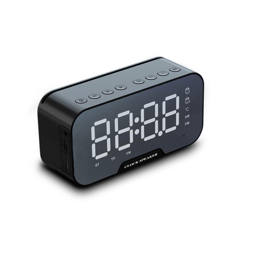  Loa bluetooth Yoking clock speaker D 88 mặt kính tráng gương làm đồng hồ và đèn ngủ