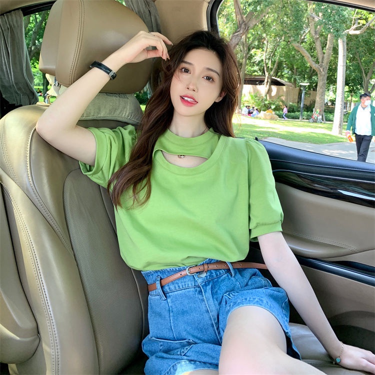 Áo thun tay ngắn kiểu trễ vai thời trang Hàn cho nữ WT-TX-186