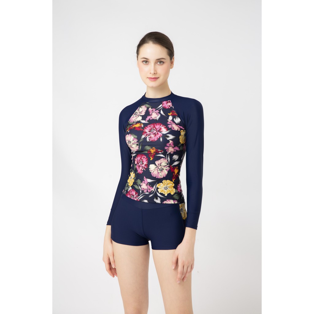 Đồ bơi Nữ BIKINI PASSPORT kiểu Hai mảnh áo tay dài, quần short phối họa tiết- màu Xanh navy - BS375_NV | BigBuy360 - bigbuy360.vn