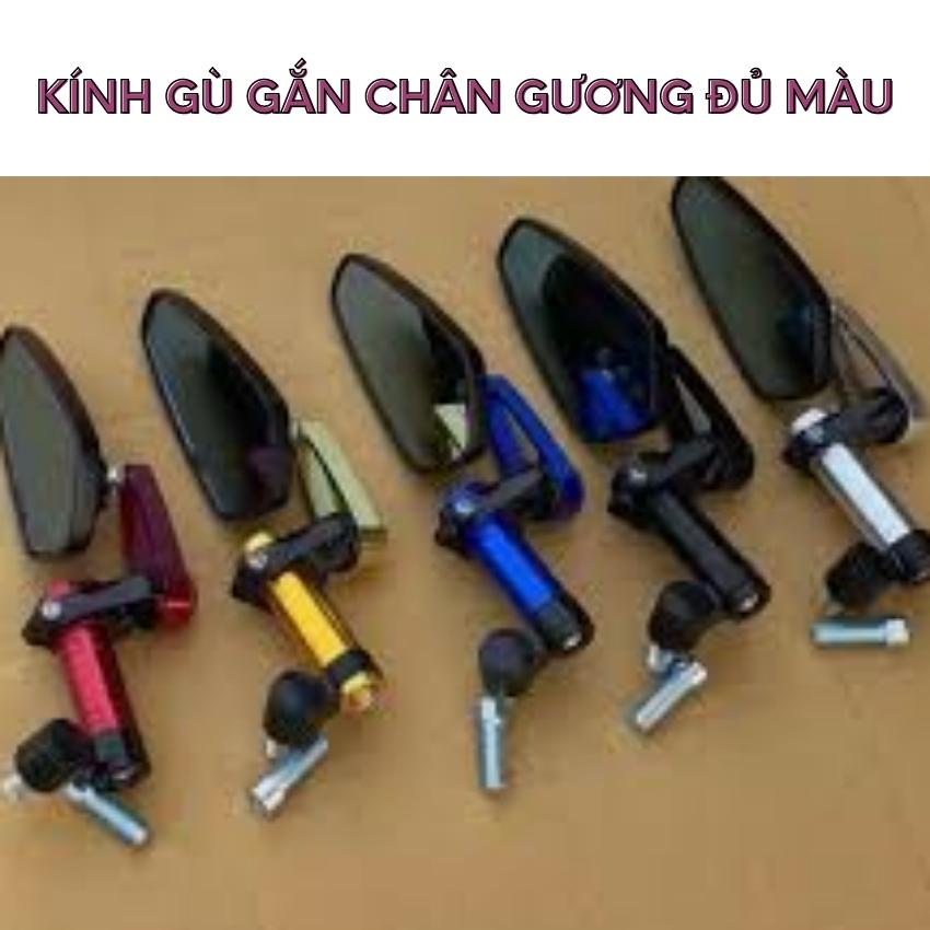 Gương gù xe máy gắn chân kính có thể xoay gập 360 độ phù hợp láp mọi loại xe, có ôc và lục giác đi kèm