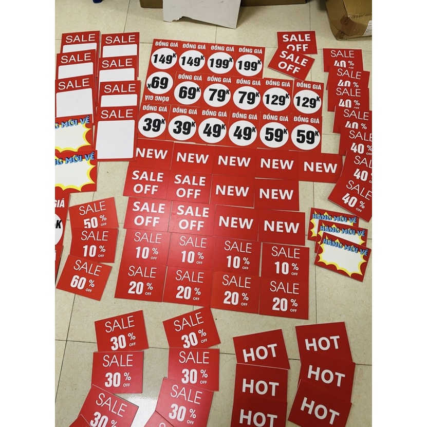 Biển sale đồng giá thời trang, giảm giá kích thước A5 ngang, in 2 mặt tấm fomex 3mm dùng với kẹp wobbler quảng cáo