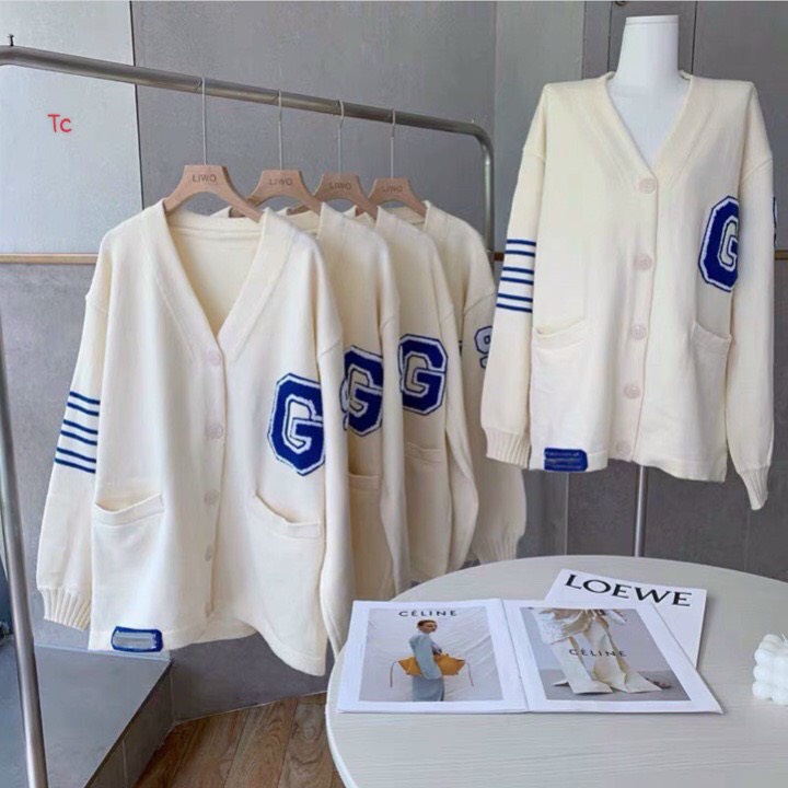 ÁO CARDIGAN IN CHỮ G FORM TO THỤNG CHÙM MÔNG CHẤT NỈ COTTON DẦY MỊN | BigBuy360 - bigbuy360.vn