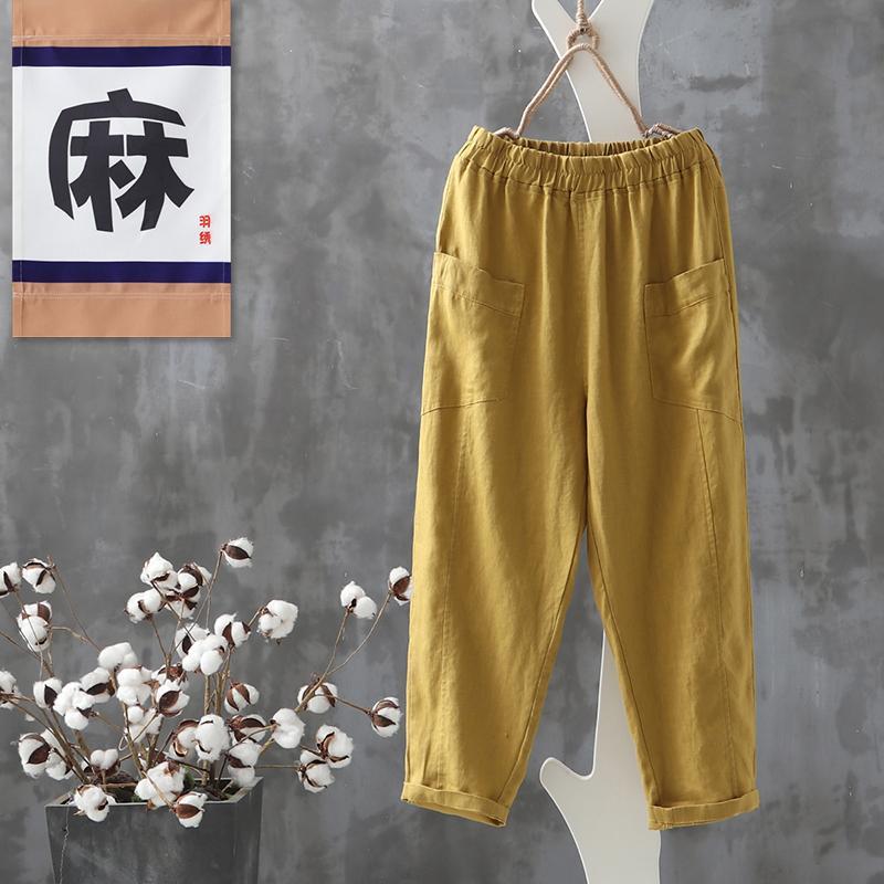 Quần cotton Lanh Mỏng Lưng Cao Dáng Rộng Thời Trang Mùa Hè Cho Nữ