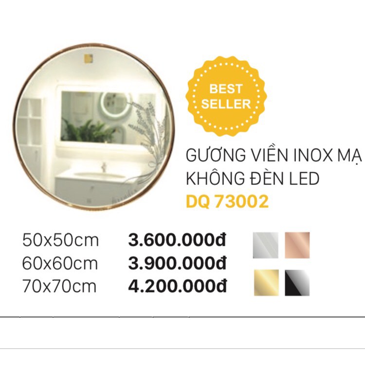 Gương Đình Quốc - Gương tròn viền Inox mạ không đèn LED DQ73002