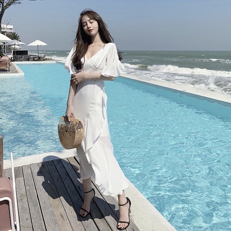 Đầm váy trắng đuôi cá tùng bèo (kèm hình thật)