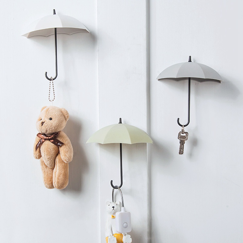 Set 3 móc treo đồ dán tường thiết kế hình cây dù dễ thương