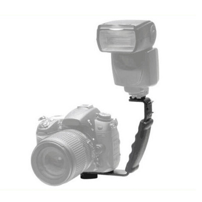 Giá đỡ hình chữ L gắn đèn flash máy ảnh với 2 ngàm hotshoe tiêu chuẩn
