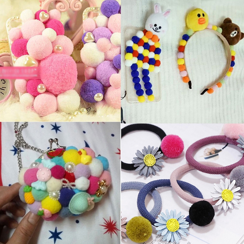 Set 100 Bóng Len 1cm Tự Làm Đồ Trang Trí Thủ Công Đa Dụng