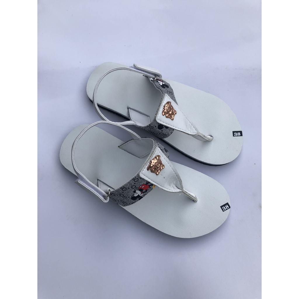 dép sandal nữ sandal đồng nai ( đế trắng quai hậu micky xám phối trắng ) size từ 34 đến 41 nữ khác size ib chọn thêm