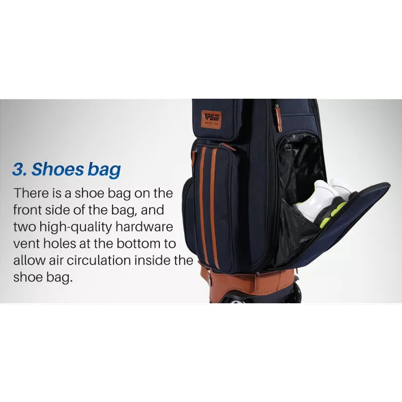 TÚI GẬY GOLF FULLSET NẮP CỨNG, BÁNH XE KÉO, KHOÁ BẢO MẬT - PGM QB040