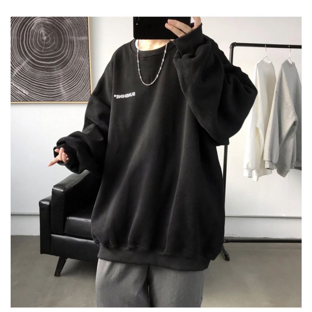 Áo Sweater , Áo Nỉ Chữ Nhỏ Ngang Ngực 2 Màu Trắng Đen From Rộng Phong Cách Ulazang Hot 2021 | BigBuy360 - bigbuy360.vn