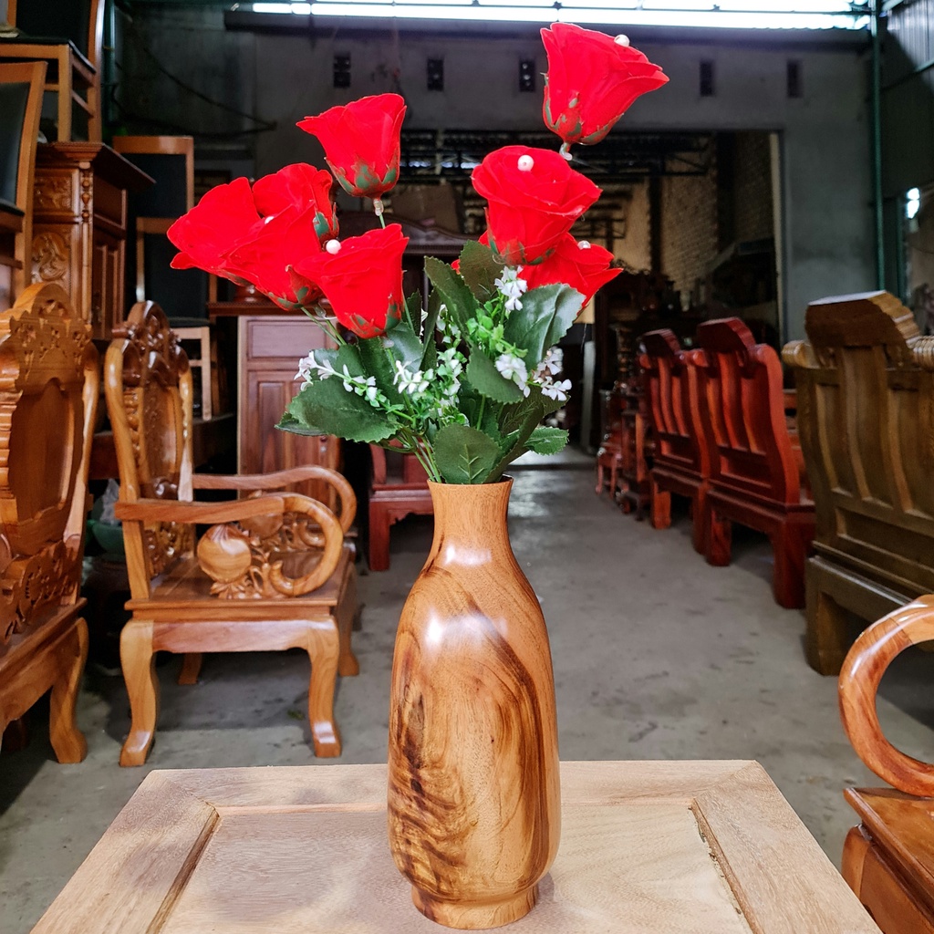 Bình hoa decor , bình cắm hoa , bình hoa gỗ gụ ta tự nhiên trang trí nhà cửa phòng khách