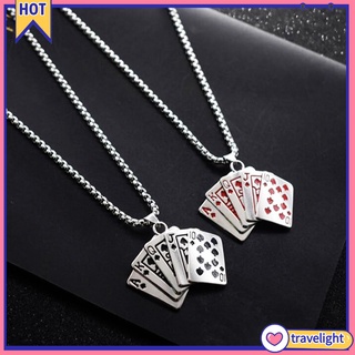 Vòng cổ hợp kim mặt hình lá bài poker phong cách hip hop unisex