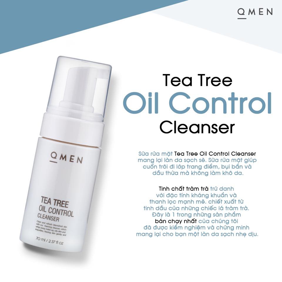 Rửa Mặt Trị Mụn Cho Nam QMEN Thái Lan - Tea Tree Oil Control Cleanser