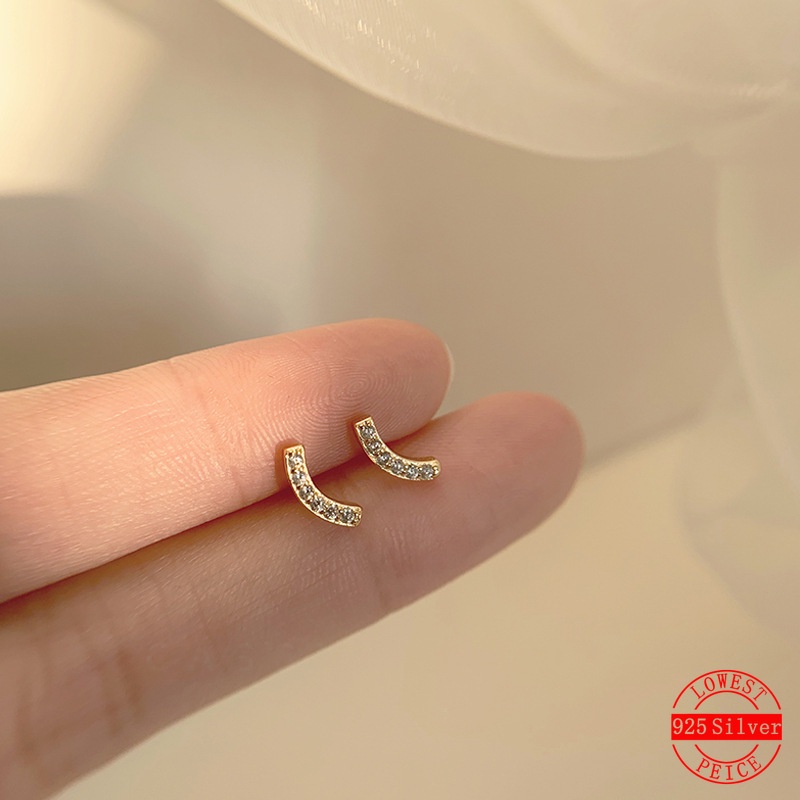 Bông tai mạ bạc 925 hình trái tim đính đá xinh xắn cho nữ