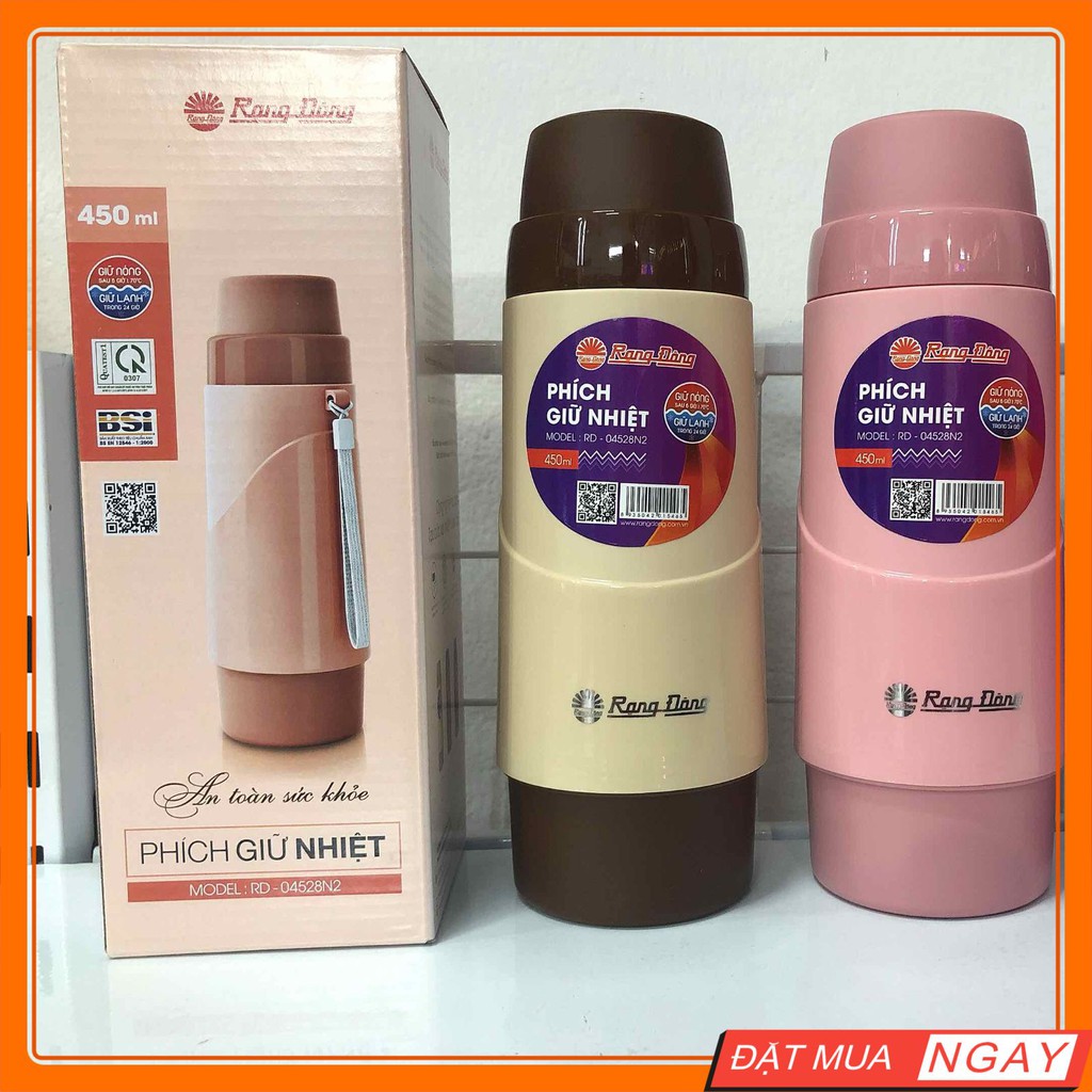 Phích nước mini rạng đông công nghệ ủ ấm giữ nhiệt nóng lên đến 12h và giữ lạnh lên đến 24h dung tích 450ml
