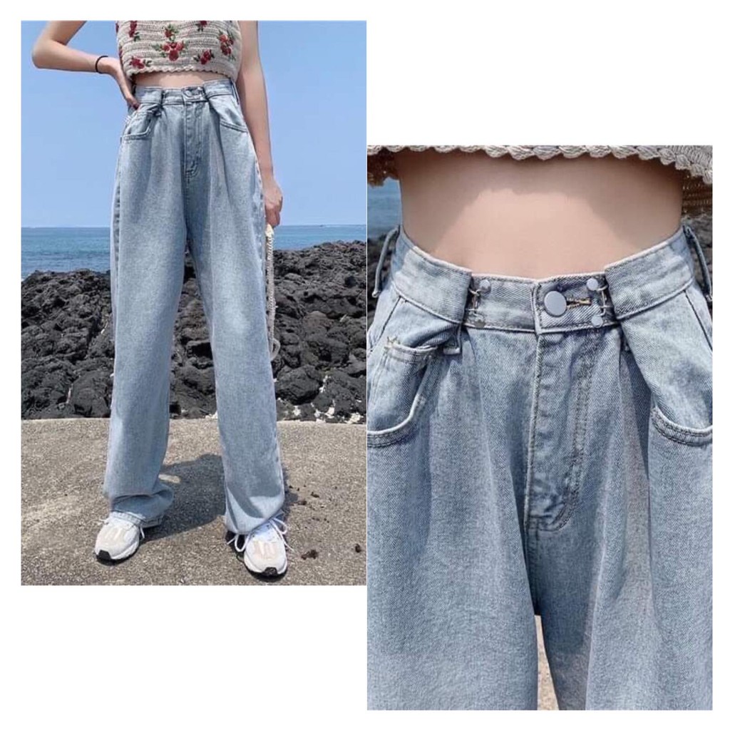 Quần Jeans Nữ Lưng Cao Dáng Suông Ống Rộng Ulzzang - Gin Store
