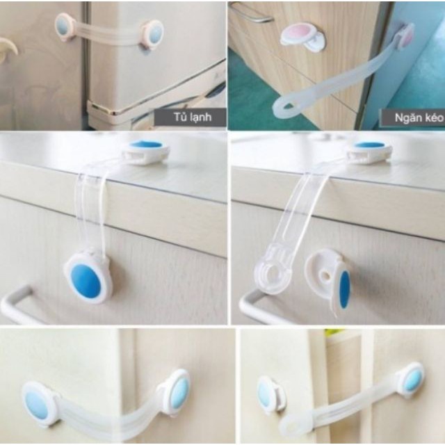 Dây Khóa Cửa Tủ Lạnh, Tủ Quần Áo, Ngăn Kéo - Chốt Cài Tủ Lạnh An Toàn
