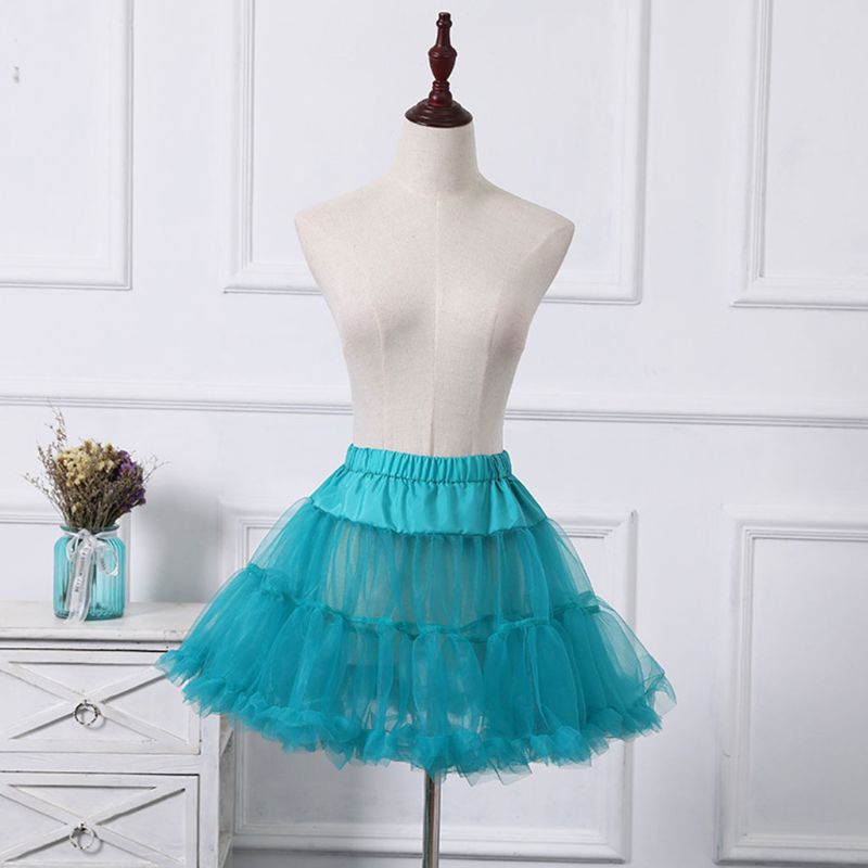 Youyo Chân Váy Xòe Tutu Vải Tuyn Lưng Thun Phối Bèo Nhún Hóa Trang Lolita Cổ Điển Cho Nữ
