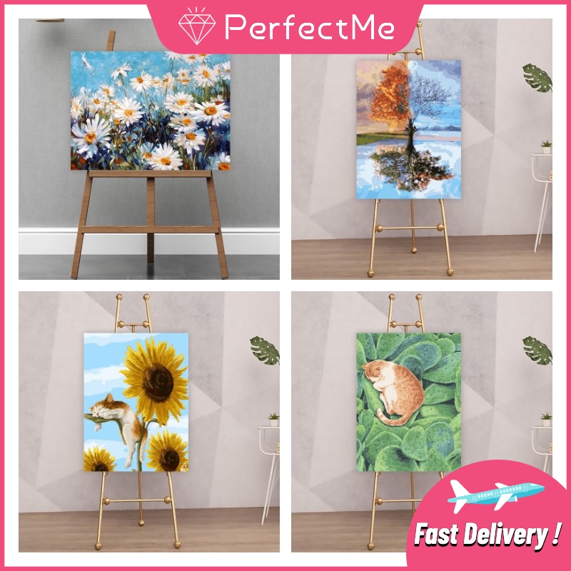 Bộ tranh sơn dầu 40x50cm tự làm họa tiết hoa trang trí nhà cửa