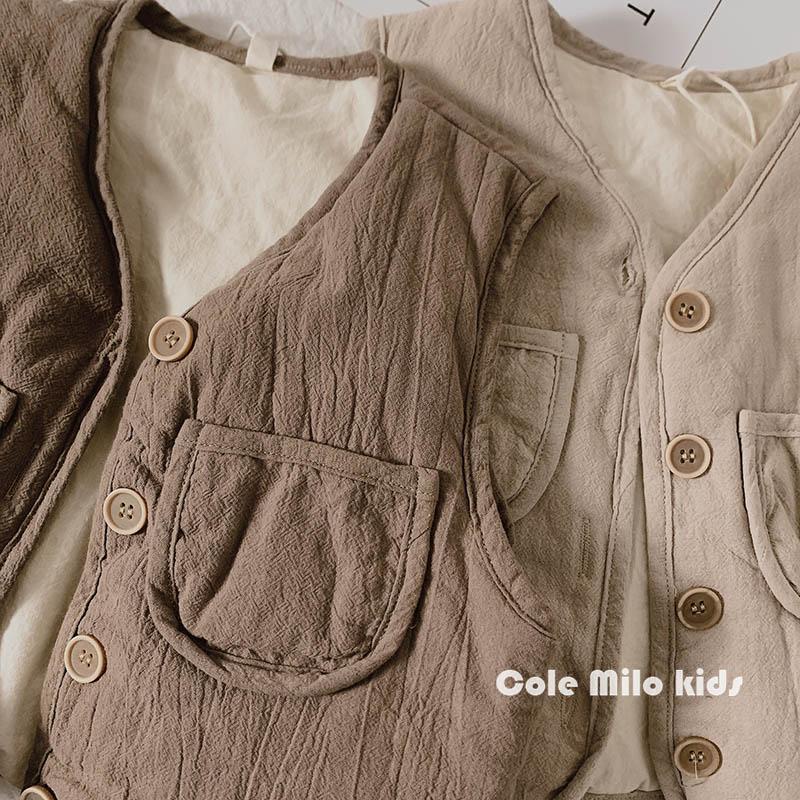 Retro2021Áo Gi Lê Chần Bông Trẻ Em Hàn Quốc Mùa Thu Đông Áo Ba Lỗ Bé Trai Mặc Ngoài Phong Cách Tây Sành Điệu