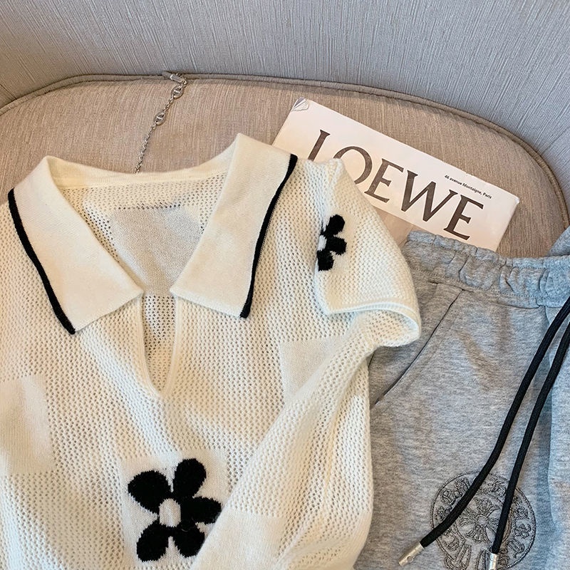 Áo Polo Dệt Kim Phong Cách Xiaoxiang 185247 Áo Thun Ngắn Tay Thời Trang Mùa Hè Giản Dị