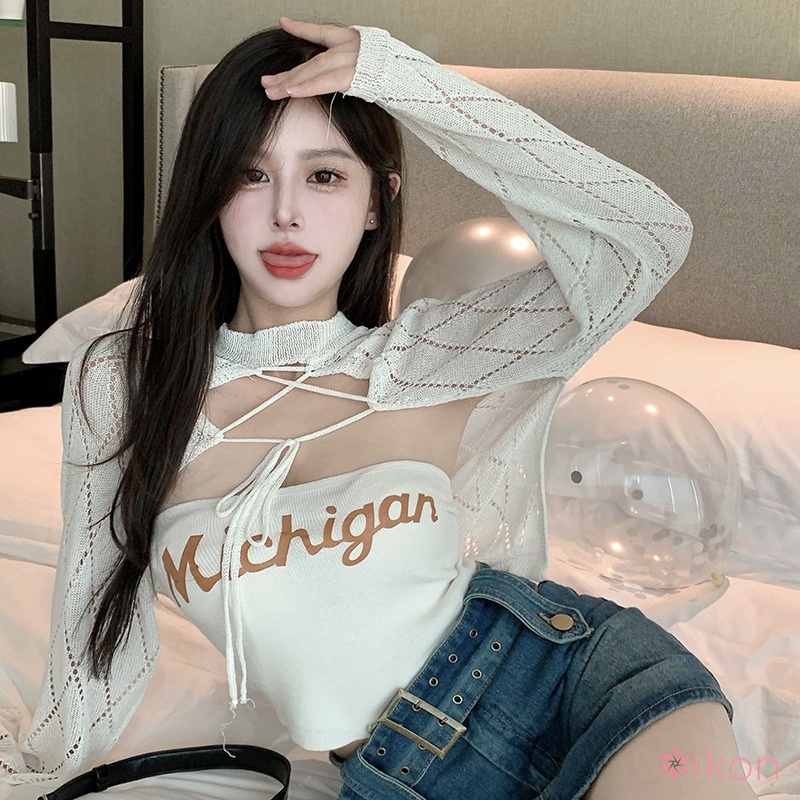 Set Áo Hai Dây Và Áo Khoác Cardigan Thời Trang Dành Cho Nữ
