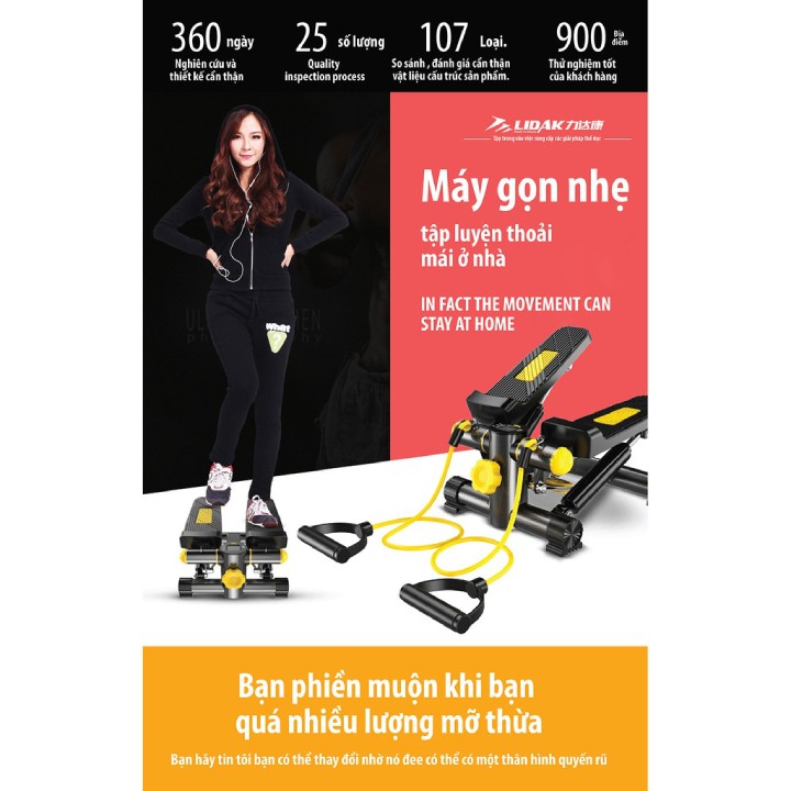 Máy chạy bộ mini stepper tại nhà tặng dây cáp tập tay co giãn + dầu bôi trơn dự phòng chuyên dùng cho máy chạy bộ