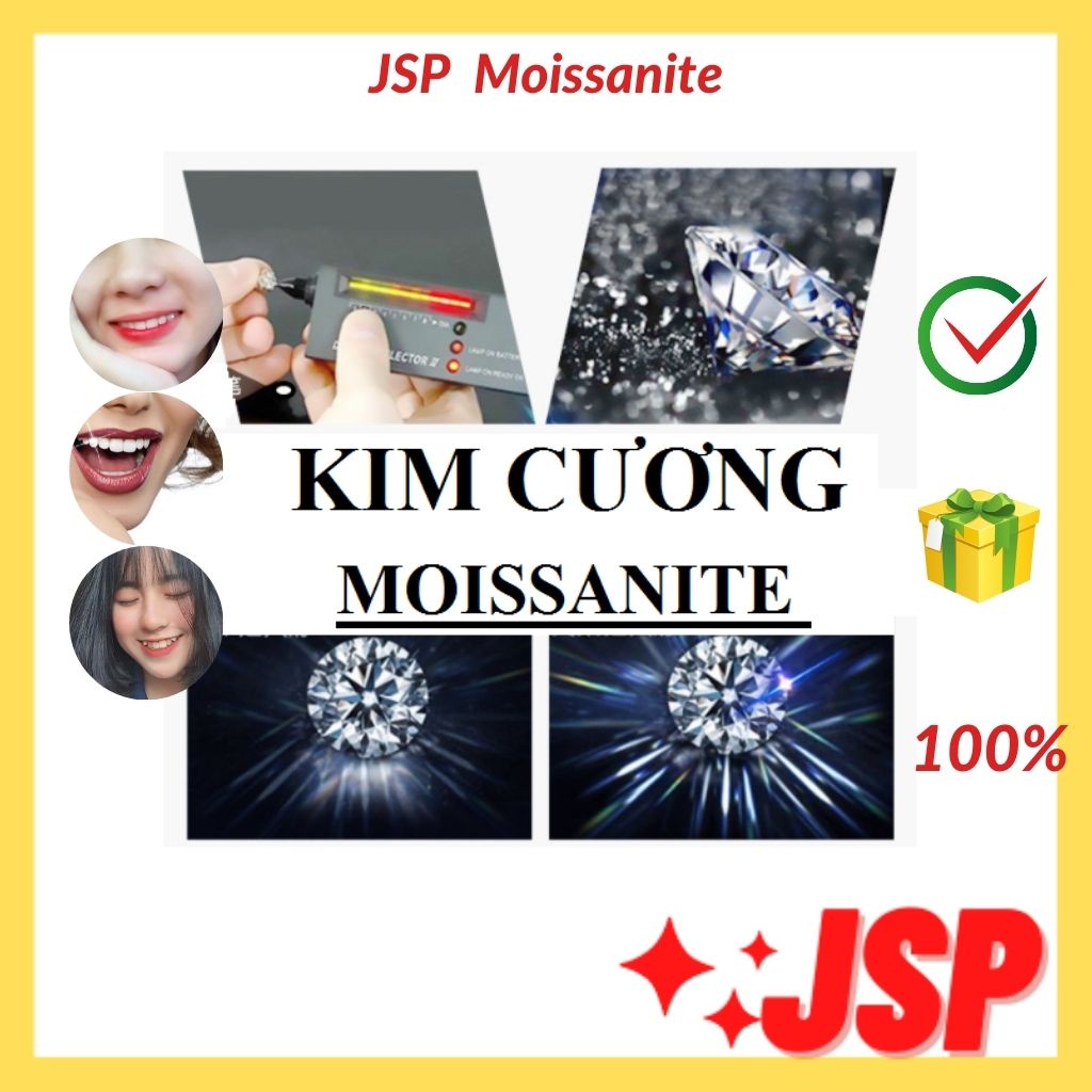 Đá đính răng Moissanite kim cương nhân tạo  2.5 2.7 3.0mm đá gắn răng đế nhọn siêu sáng lấp lánh kim cương đính răng.