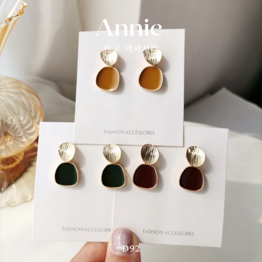 Bông tai vuông vintage cổ điển nhiều màu ANNIE