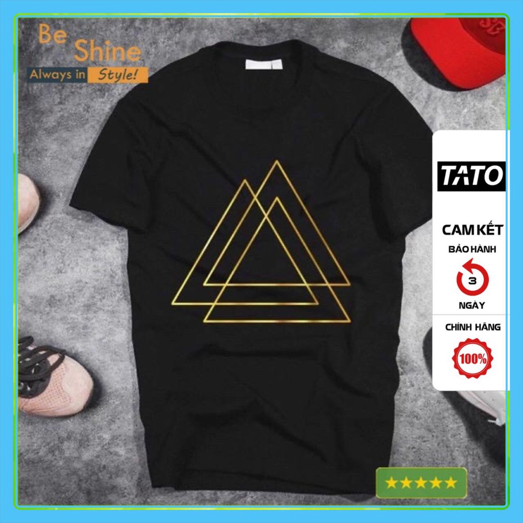 Áo Thun Unisex Form Rộng Tam Giác Valknut DCV In Nhũ Vàng Độc Đáo - Áo Phông Tay Lỡ Cotton Cổ Tròn - Beshine Clothing
