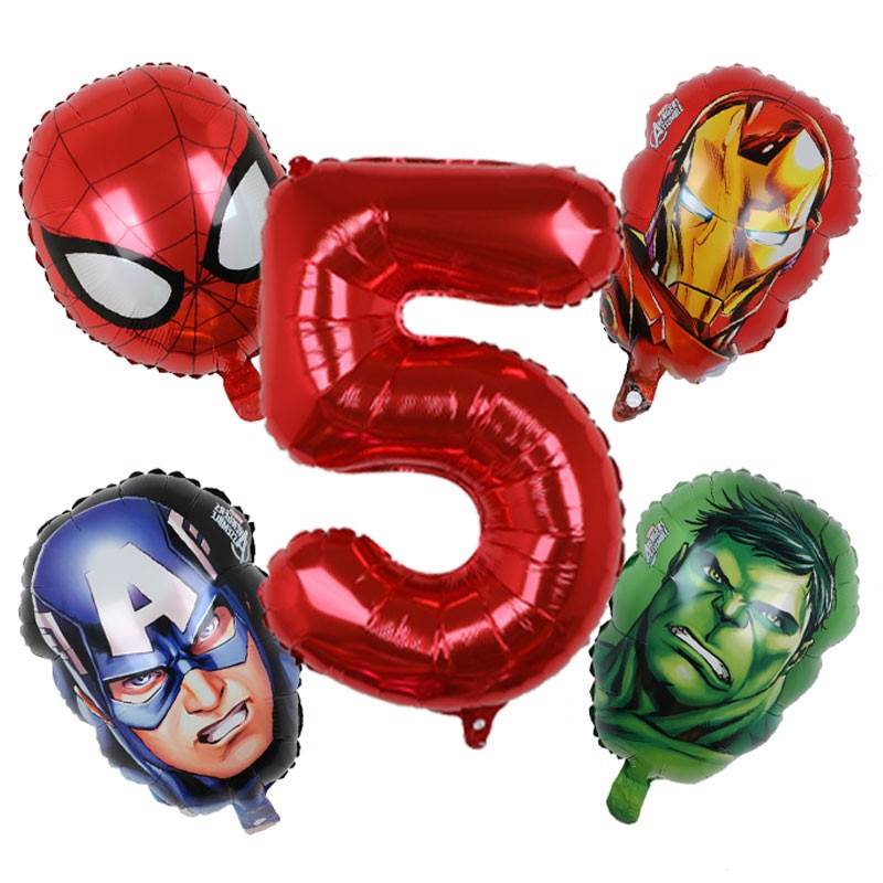 5 Cái MARVEL Super Hero Balloon Spiderman Aluminium Foil Balloons Kids Birthday Party Trang Trí Bé Tắm Iron Man Balloons
