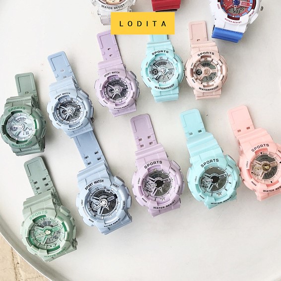 Đồng hồ điện tử kim thể thao nam nữ unisex màu Pastel chính hãng chống nước - LODITA