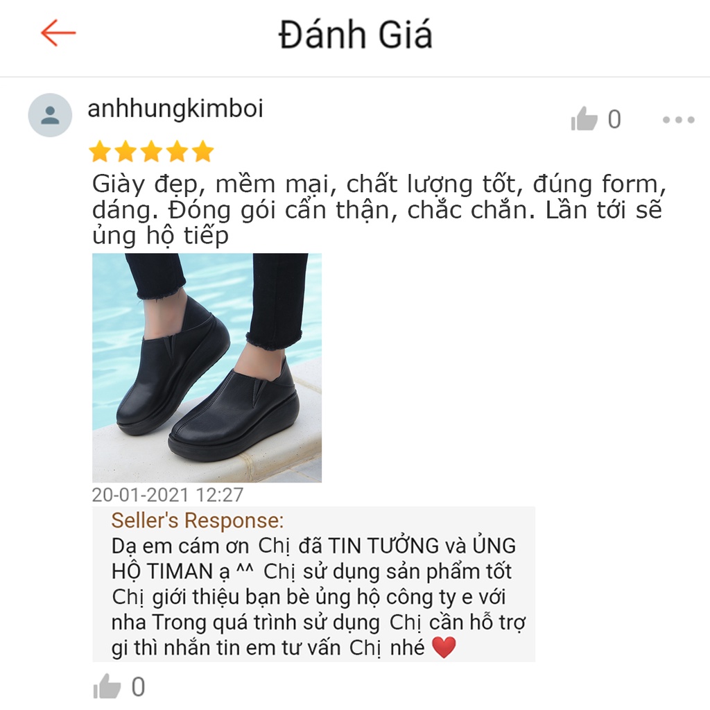 Giày nữ 4cm, giày lười TIMAN NH03 tôn dáng nhẹ nhàng tinh tế bảo hành 1 năm