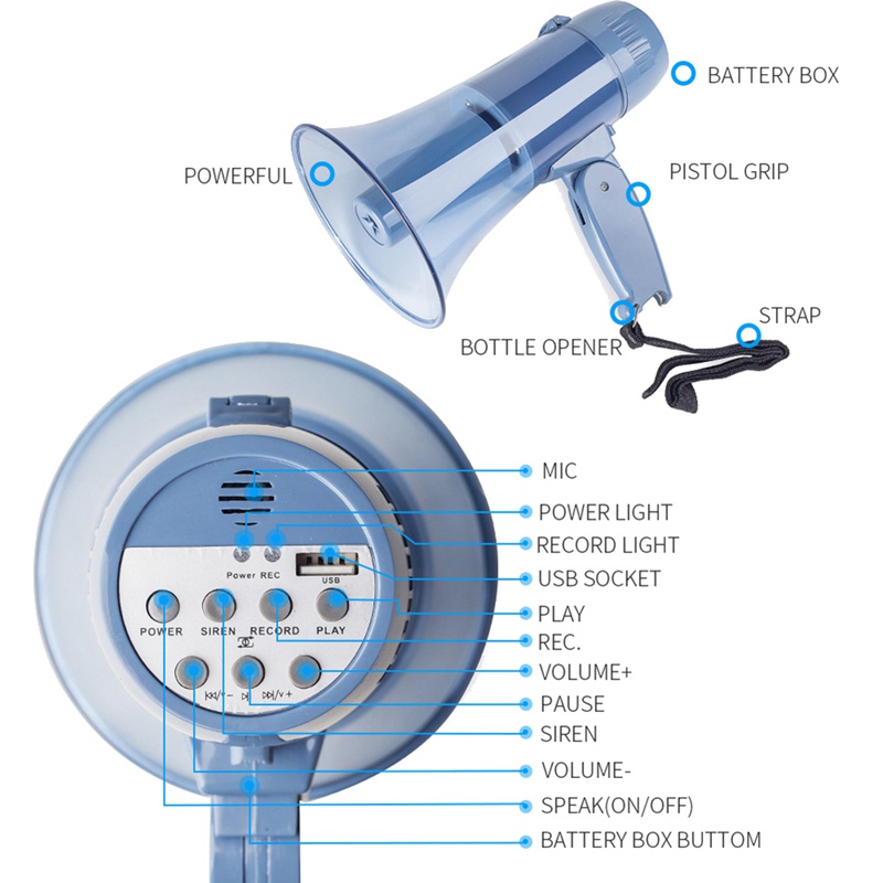 Loa Megaphone 240S 25W Trong Suốt Thiết Kế Nhỏ Gọn Tiện Dụng