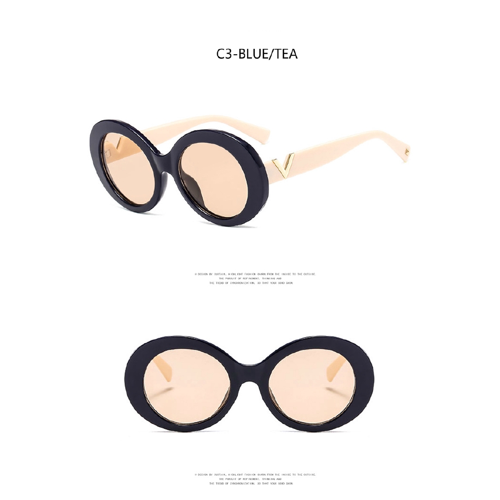 Kính mát gọng kim loại hình oval kiểu retro phong cách Âu Mỹ thời trang 2020